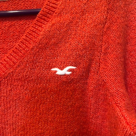 Hollister | Orange V-Neck Sweater Medium - Picture 3 of 5